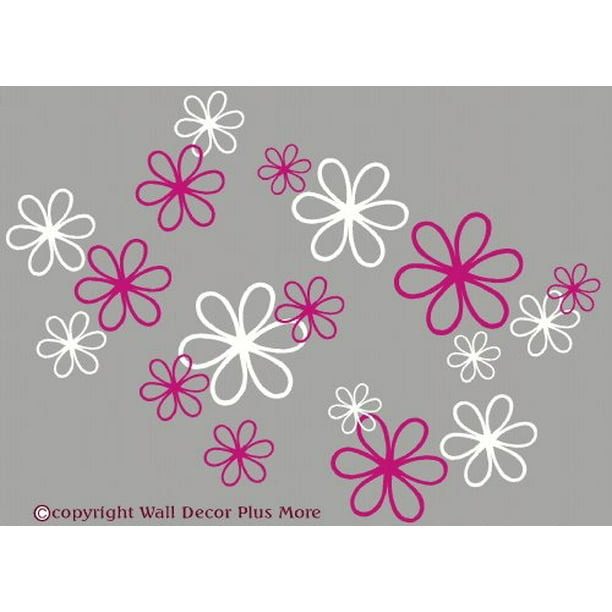 28 White Daisy Flower Decals Car Stickers Graphics Wall Window Decorations